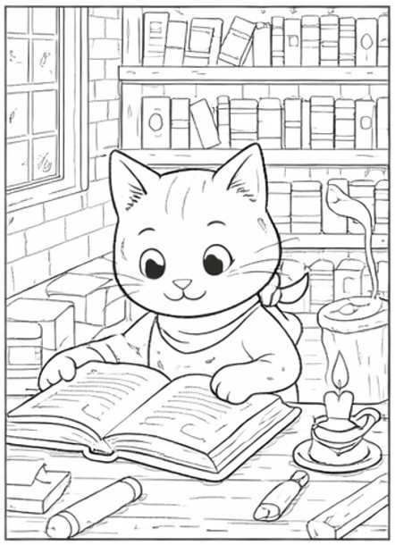 Ausmalbild Die Bücherei